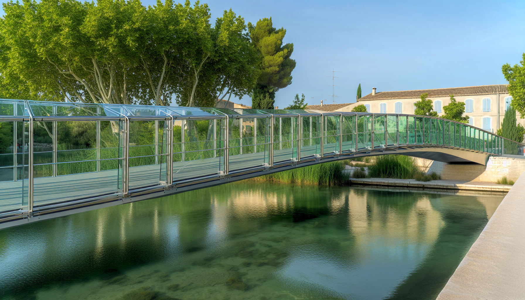 Passerelle verre et metal